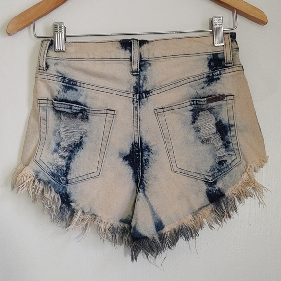 Sneak Peek Distressed High Rise Cut Off Denim Shorts - Picture 6 of 10